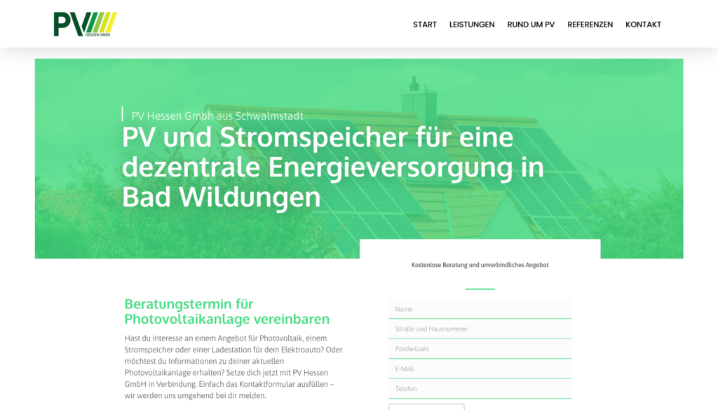 Landingpage für Kunden von Moritz Bopp Webdesign
